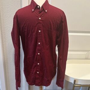 EUC J. Crew Maroon Polka Dot Slim Stretch Shirt